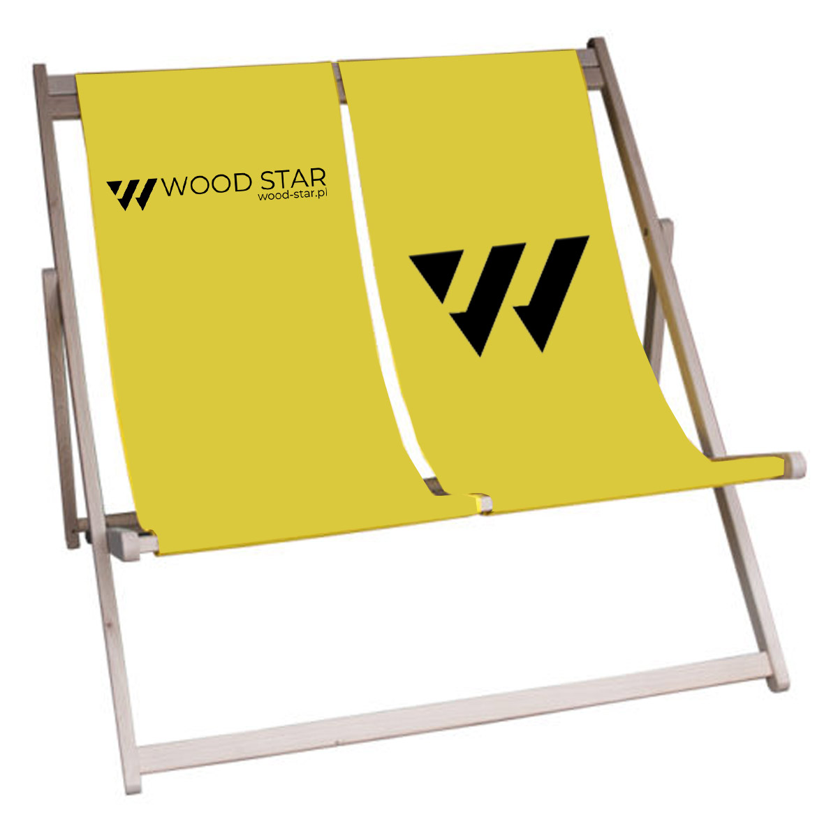 Wood sunbed with logo